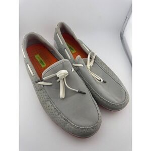 Swims Breeze Mens Grey Mesh Boat Shoe Loafers Orange Sole 21270-454A Size 9
